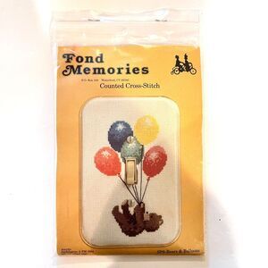 Fond Memories Counted Cross Stitch Switch Plate Kit SP6 Bears & Balloons NEW